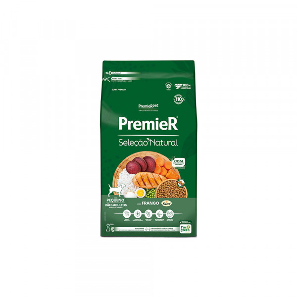 Ração Premier Seleção Natural Raças Pequenas para Cães Adultos 2,5 KG