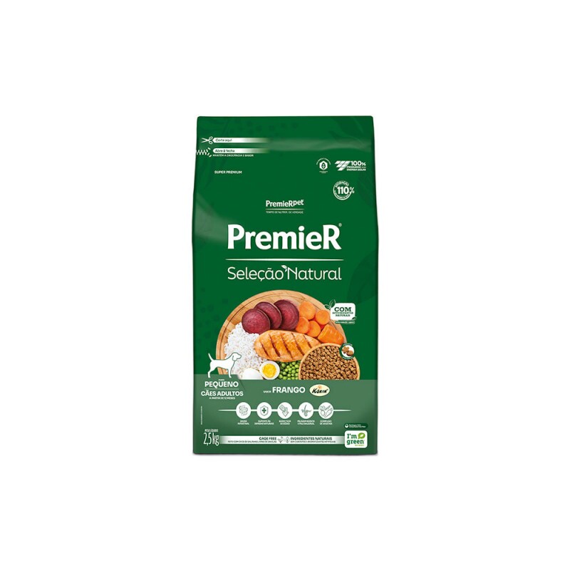 Ração Premier Seleção Natural Raças Pequenas para Cães Adultos 2,5 KG