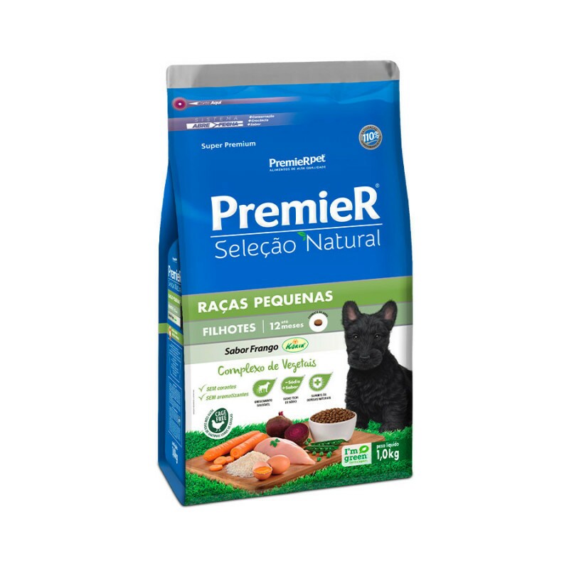 Ração Premier Seleção Natural para Cães Filhotes Raças Pequenas 1KG