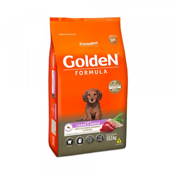 Ração Golden Fórmula Mini Bits para Cães Filhotes de Porte Pequeno Sabor Carne e Arroz 10,1 KG