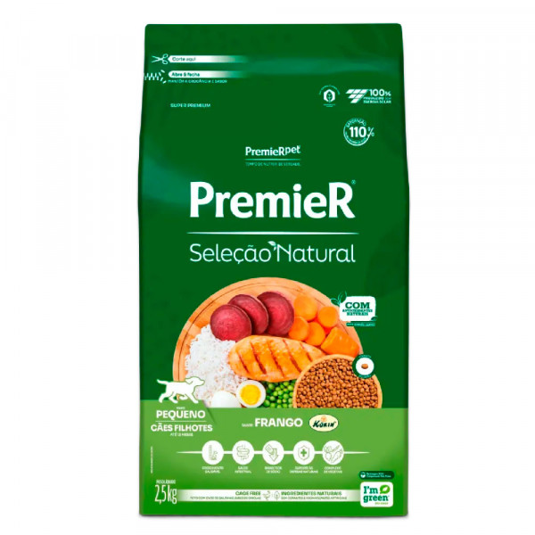 Ração Premier Seleção Natural para Cães Filhotes Raças Pequenas 2,5KG