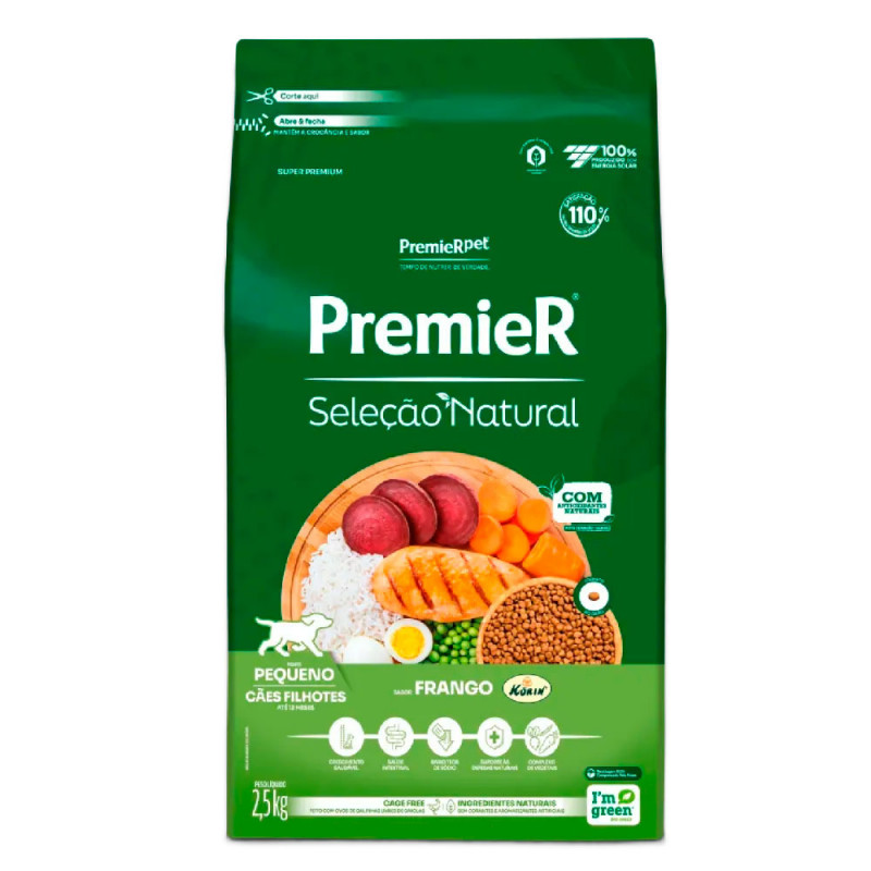 Ração Premier Seleção Natural para Cães Filhotes Raças Pequenas 2,5KG