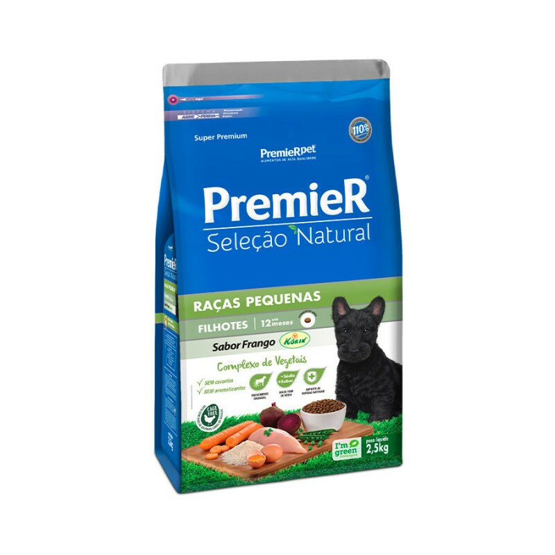 Ração Premier Seleção Natural para Cães Filhotes Raças Pequenas 2,5KG