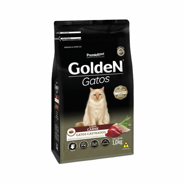 Ração Golden para Gatos Adultos Castrados Sabor Carne 1KG