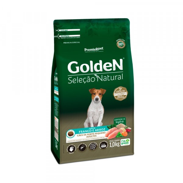 Ração Golden Seleção Natural Mini Bits para Cães Adultos de Porte Pequeno Sabor Frango e Arroz 1KG