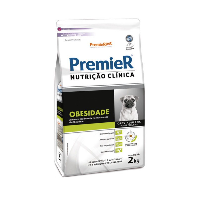 Ração Premier Nutrição Clínica Obesidade Cães Adultos Pequeno Porte 2KG