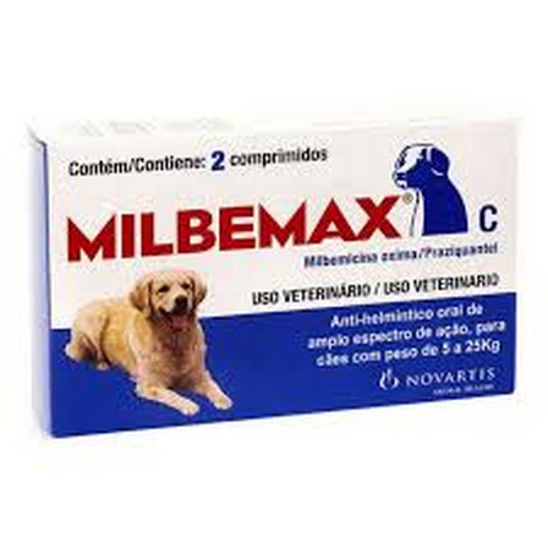 MILBEMAX CAES 5 A 25KG  12,5/125MG X 02 COMP