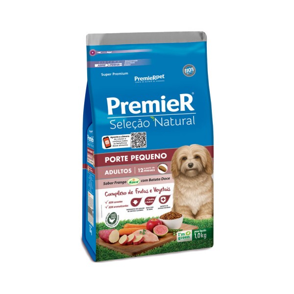 PremieR Seleção Natural Cães Adultos Raças Pequenas Sabor Frango Korin com Batata Doce 1KG