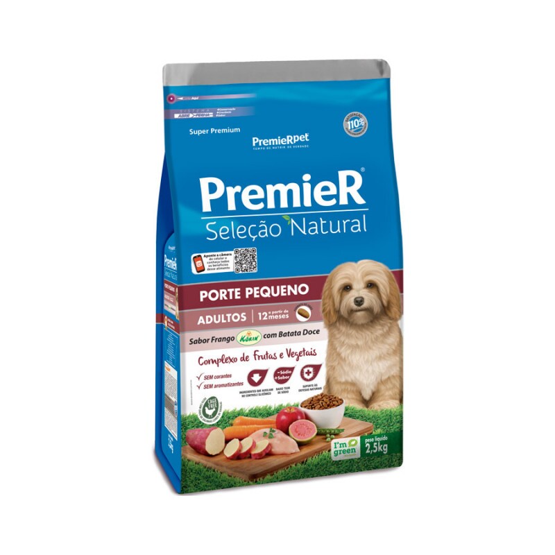 PremieR Seleção Natural Cães Adultos Raças Pequenas Sabor Frango Korin com Batata Doce 2,5 KG