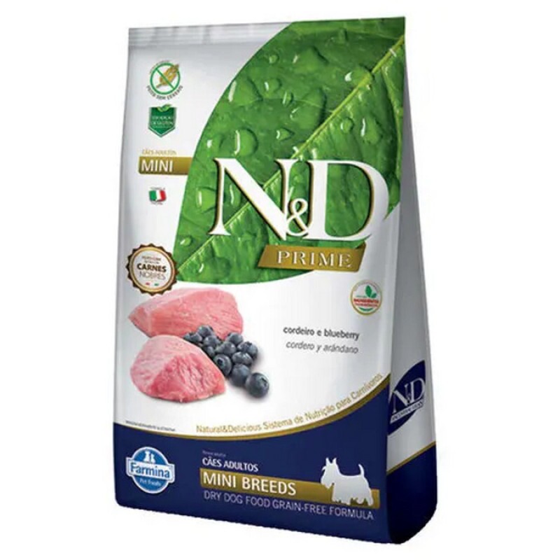 Ração Farmina N&D Prime para Cães Adultos de Raças Pequenas Sabor Cordeiro e Blueberry 800GR