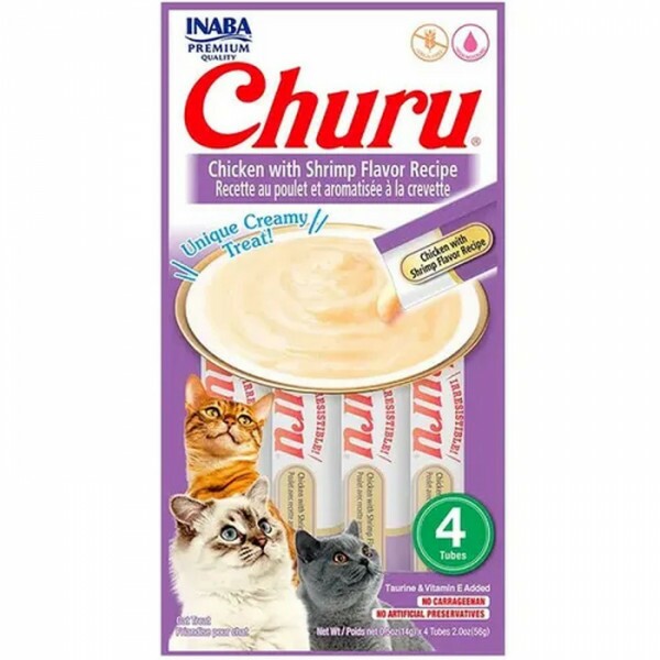 Petisco Churu Galinha e Camarão para Gatos 56 g