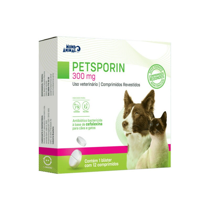 PetSporin 300mg Mundo Animal 12 comprimidos
