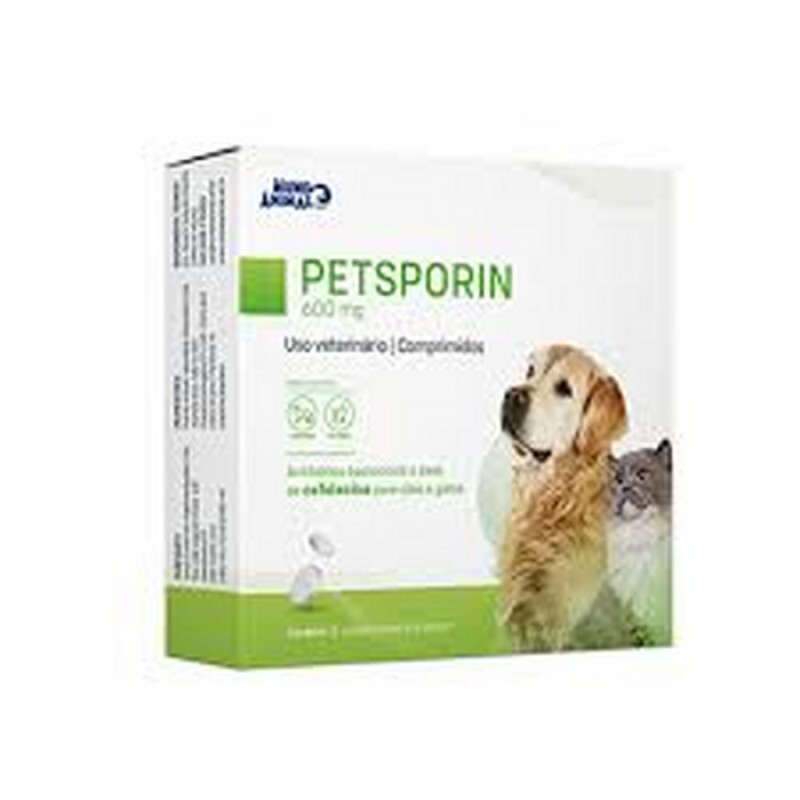 Petsporin 600mg Antibiótico para Cães e Gatos 12 comprimidos