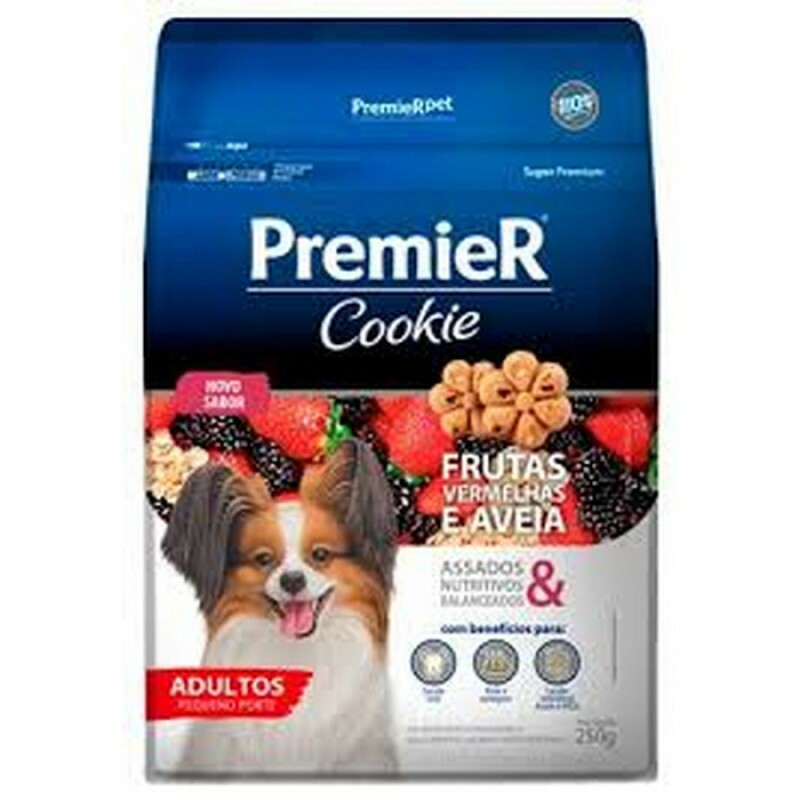 Biscoito Premier Cookie para Cães Adultos Sabor Frutas Vermelhas e Aveia 250GR