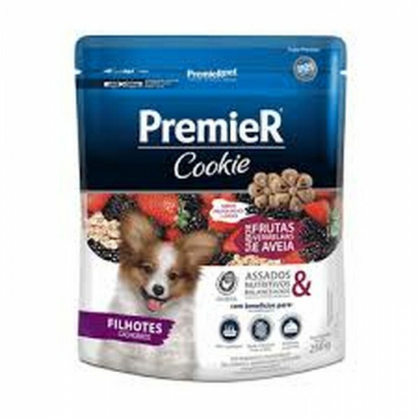 Biscoito Premier Cookie para Cães Filhotes Sabor Frutas Vermelhas e Aveia 250g
