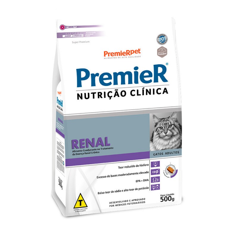 Premier Renal Ração Nutrição Clínica para Gatos Adultos 1,5 KG