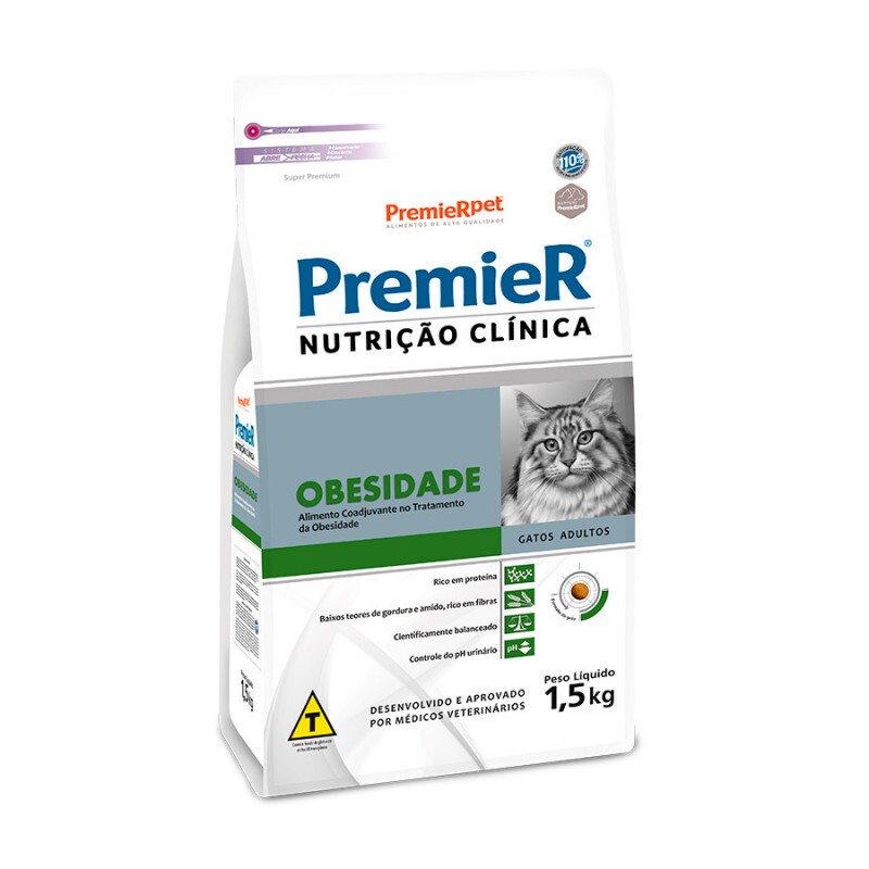 Ração Premier Nutrição Clínica Obesidade Gatos Adultos 1,5 kg