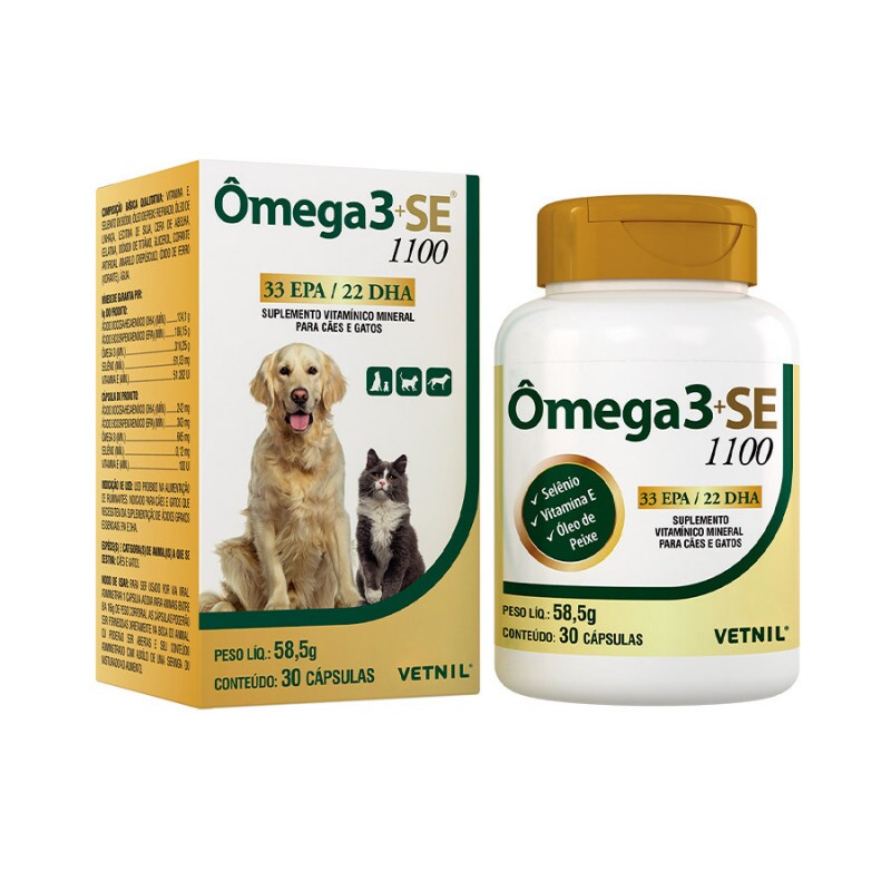 Suplemento Vetnil Ômega 3 SE 1100 para Cães e Gatos