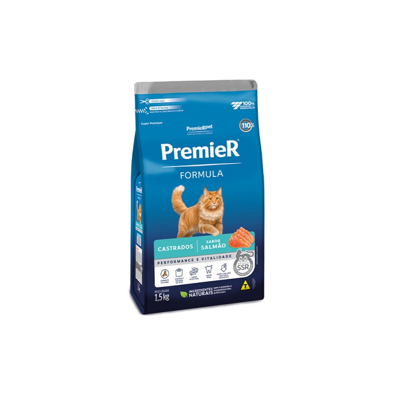 Ração Premier Fórmula Gatos Castrados Salmão 1,5kg