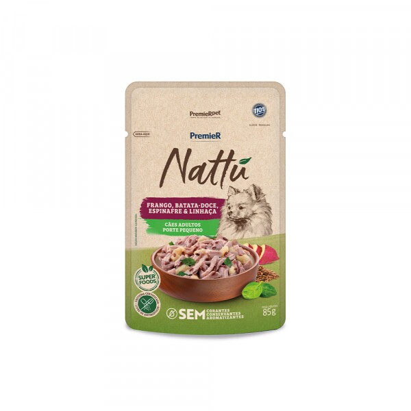 Ração Úmida Premier Nattu Cães Adultos Porte Pequeno Frango e Batata-Doce 85 g