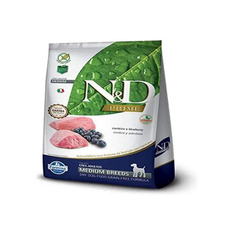 Ração Farmina N&D Prime para Cães Adultos de Raças Medias Sabor Cordeiro e Blueberry 10Kg