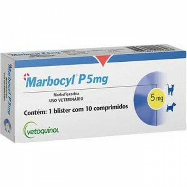 Antibiótico Marbocyl P 5mg para Cães e Gatos 10 comprimidos