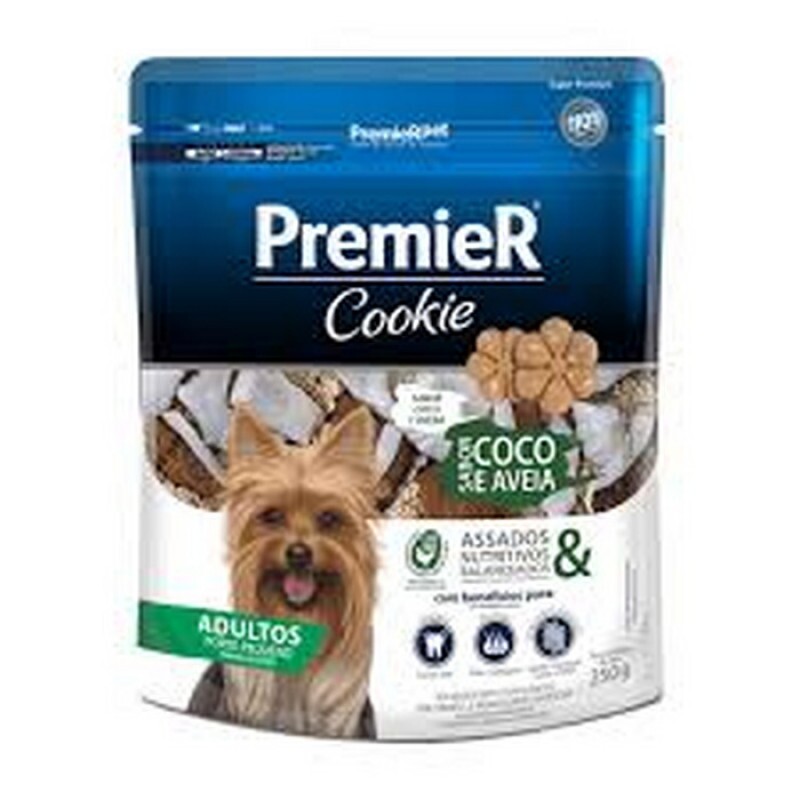 Biscoito Premier Cookie para Cães Adultos de Pequeno Porte Sabor Coco e Aveia 250g