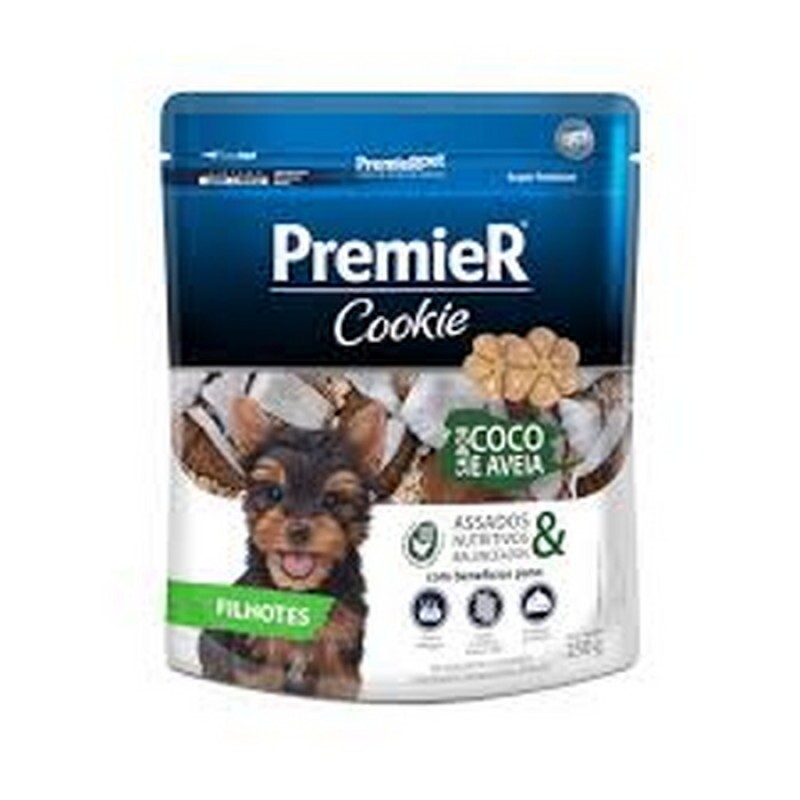 Biscoito Premier Cookie para Cães Filhotes de Pequeno Porte Sabor Coco e Aveia 250g