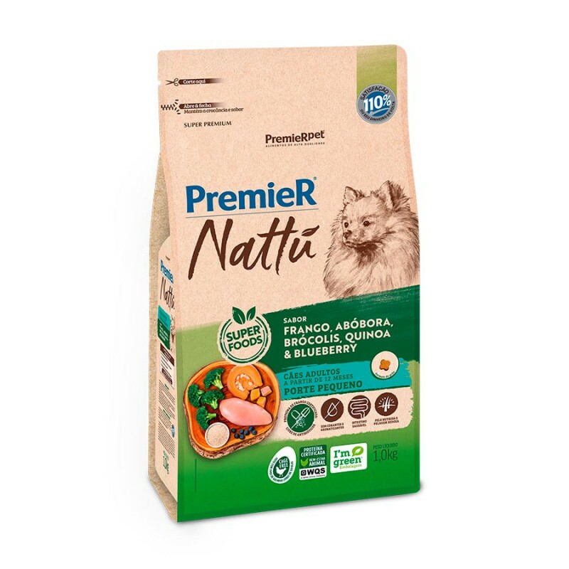 Ração Premier Nattu para Cães Adultos de Raças Pequenas Sabor Abóbora 1KG