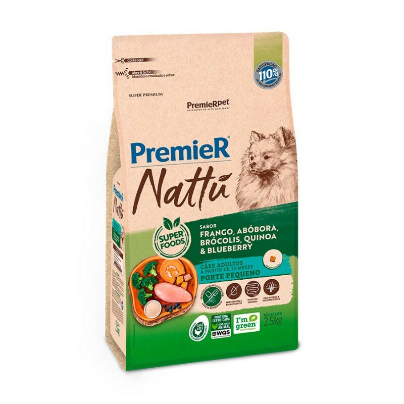 Ração Premier Nattu para Cães Adultos de Raças Pequenas Sabor Abóbora 2,5 KG