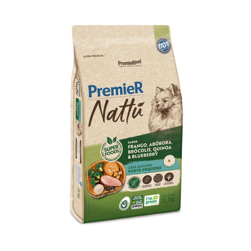 Ração Premier Nattu para Cães Adultos de Raças Pequenas Sabor Abóbora 10,1 KG