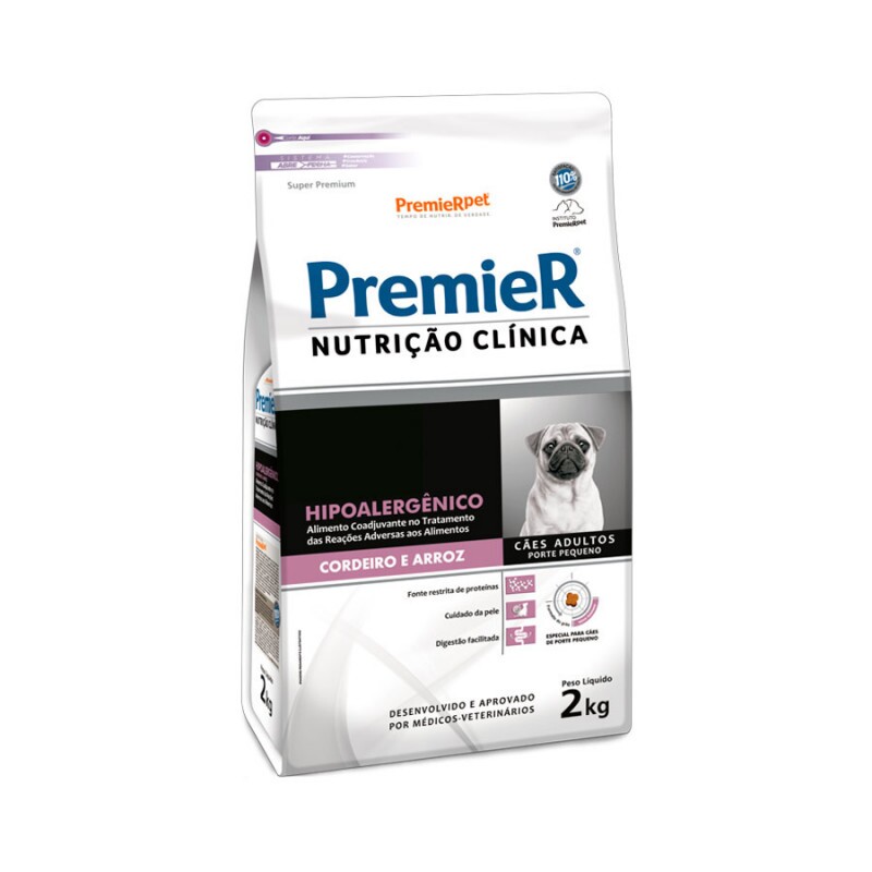Ração Premier Nutrição Clínica Hipoalergênico para Cães de Pequeno Porte Cordeiro e Arroz 2 KG