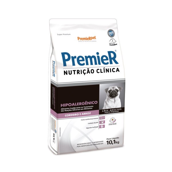 Ração Premier Nutrição Clínica Hipoalergênico para Cães de Pequeno Porte Cordeiro e Arroz 10,1KG