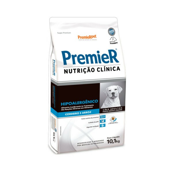 Ração Premier Nutrição Clínica Hipoalergênico Cães Porte Médio e Grande Cordeiro e Arroz 10,1kg