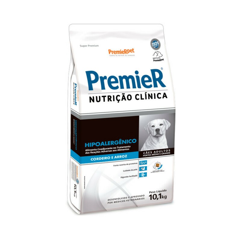 Ração Premier Nutrição Clínica Hipoalergênico Cães Porte Médio e Grande Cordeiro e Arroz 10,1kg