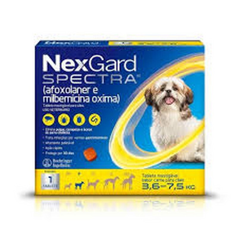 NexGard Spectra Antipulgas e Vermífugo Cães 3,6kg a 7,5kg 1 tabletes