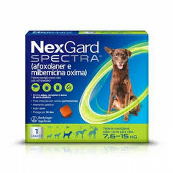 NexGard Spectra Antipulgas e Vermífugo Cães 7,6kg a 15kg 1 tabletes