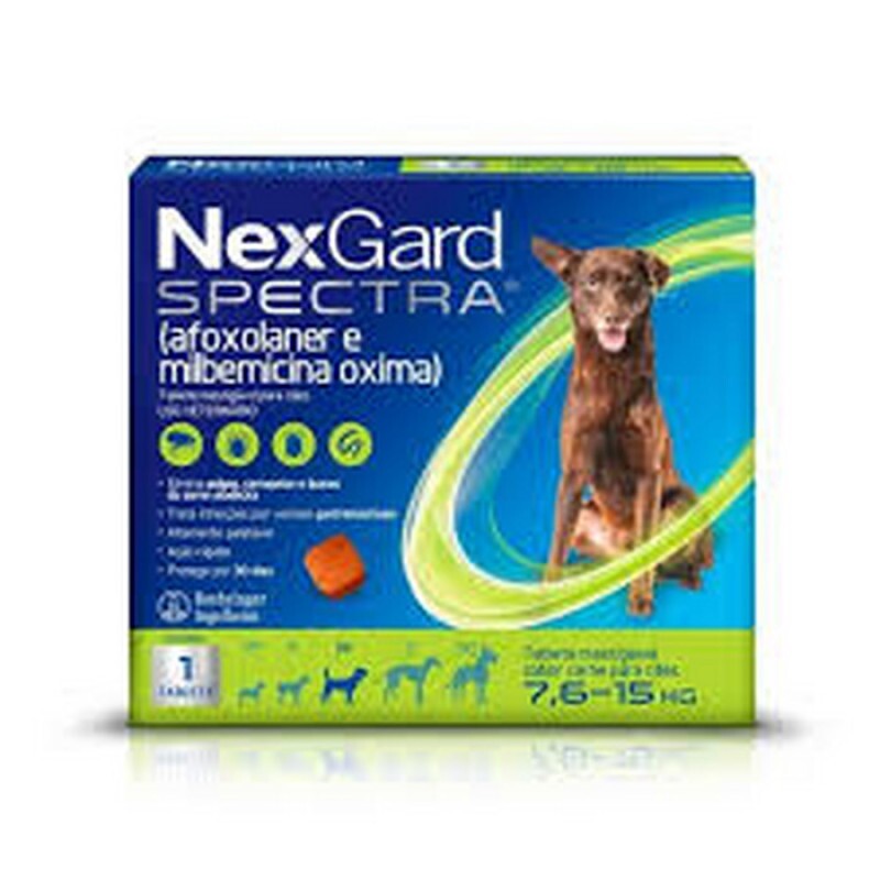 NexGard Spectra Antipulgas e Vermífugo Cães 7,6kg a 15kg 1 tabletes