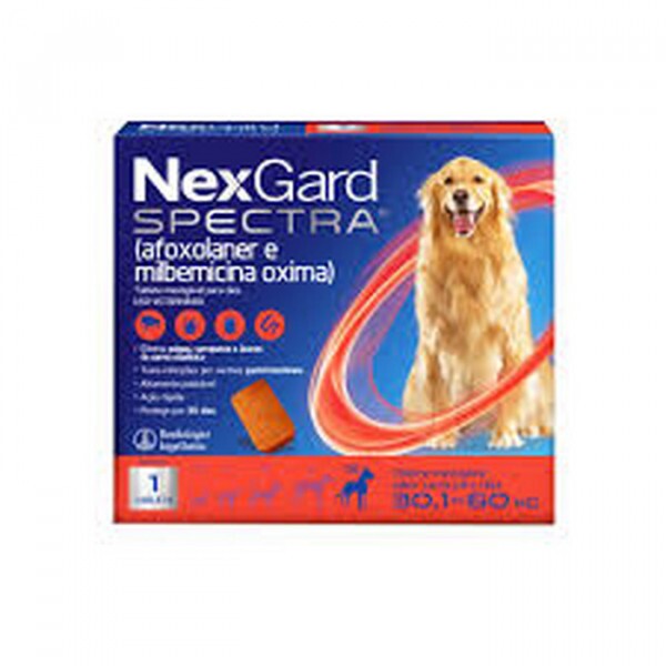 NexGard Spectra Antipulgas e Vermífugo Cães 30,1kg a 60kg 1 tabletes