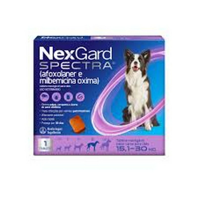 NexGard Spectra Antipulgas e Vermífugo Cães 15,1kg a 30kg 1 tabletes