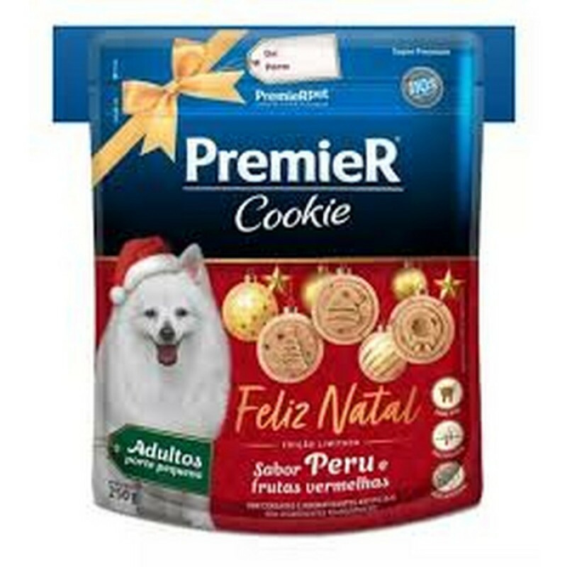 Cookie Premier Natal Cães Adultos Porte Pequeno Peru e Frutas Vermelhas 250 g