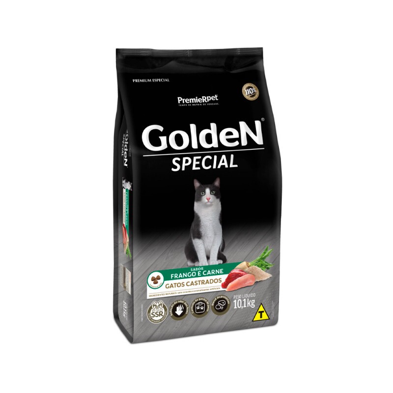 Ração Golden Special para Gatos Castrados Sabor Frango e Carne 10,1