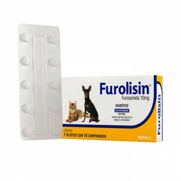 Furolisin 10mg Diurético para Cães e Gatos 10 comprimidos