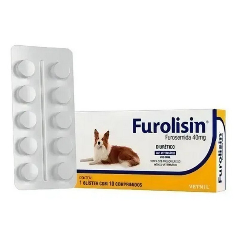 Furolisin 40mg Diurético para Cães e Gatos 10 comprimidos