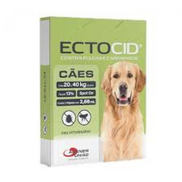 Ectocid Spot On Cães de 20 a 40kg Antipulgas e Carrapatos 1 pipeta
