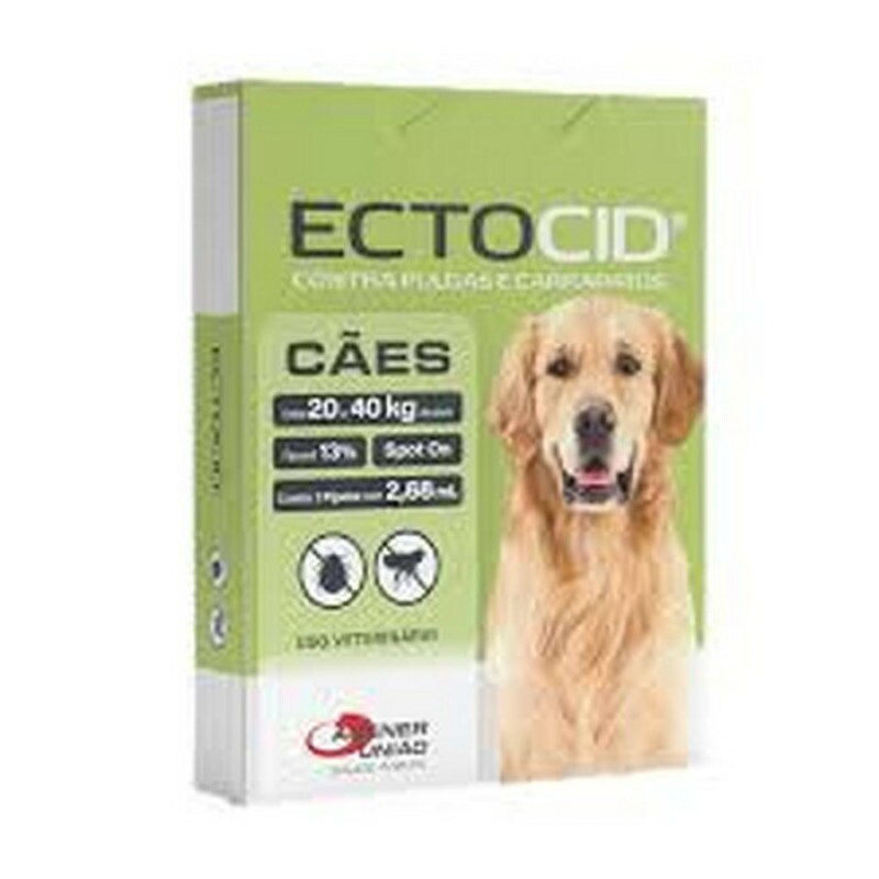 Ectocid Spot On Cães de 20 a 40kg Antipulgas e Carrapatos 1 pipeta