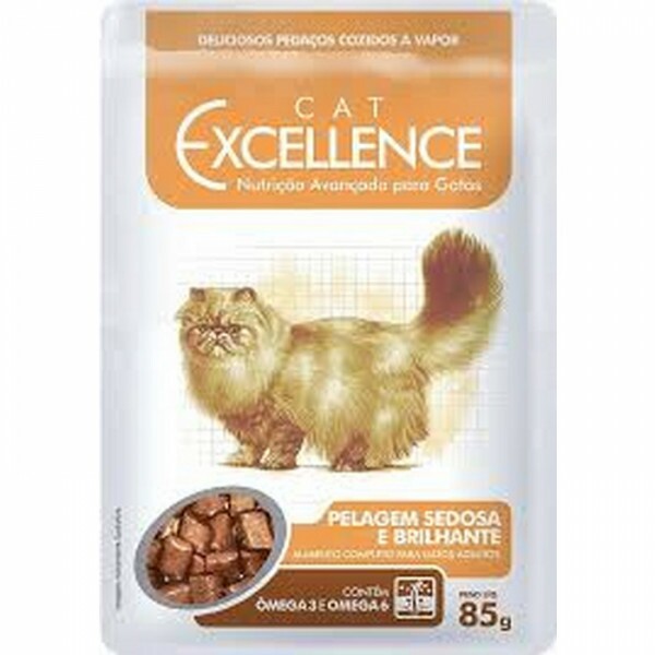 Ração Úmida Cat Excellence Sachê para Gatos Pelagem Sedosa e Brilhante 85 GR
