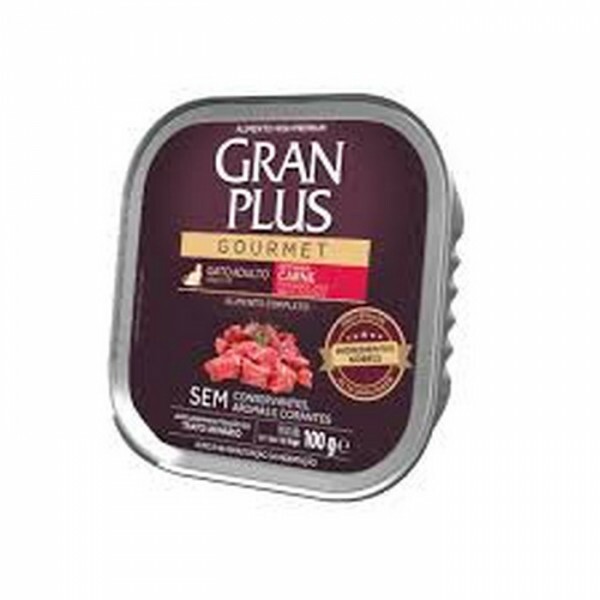 Ração Úmida GranPlus Gourmet Patê Sabor Carne para Gatos Adultos 100G
