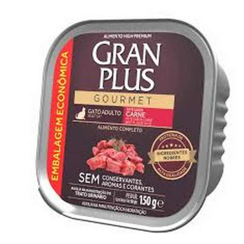 Ração Úmida GranPlus Gourmet Patê Sabor Carne para Gatos Adultos 150g