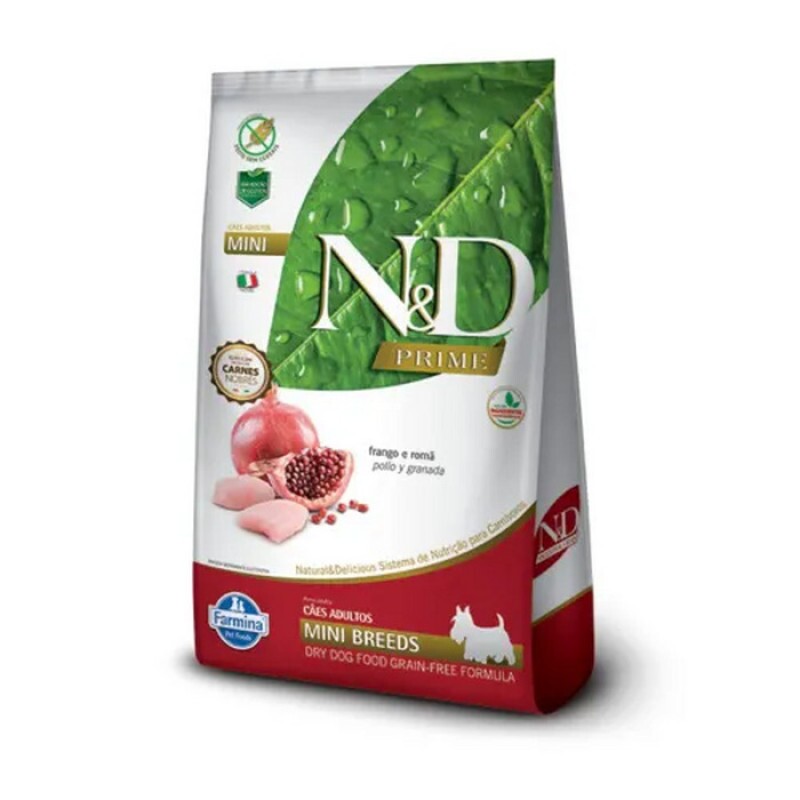 Ração N&D Prime para Cães Adultos de Raças Pequenas Sabor Frango e Romã 10,1KG